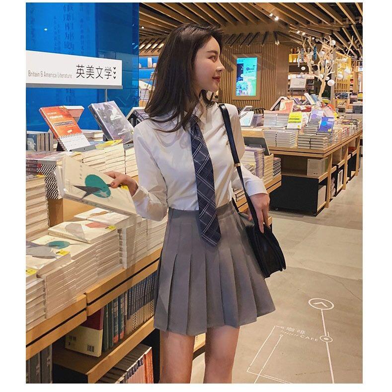 pleated skirt women's college fresh temperament high waist thin versatile Korean version slim skirt spring and autumn fashion a word solid color
