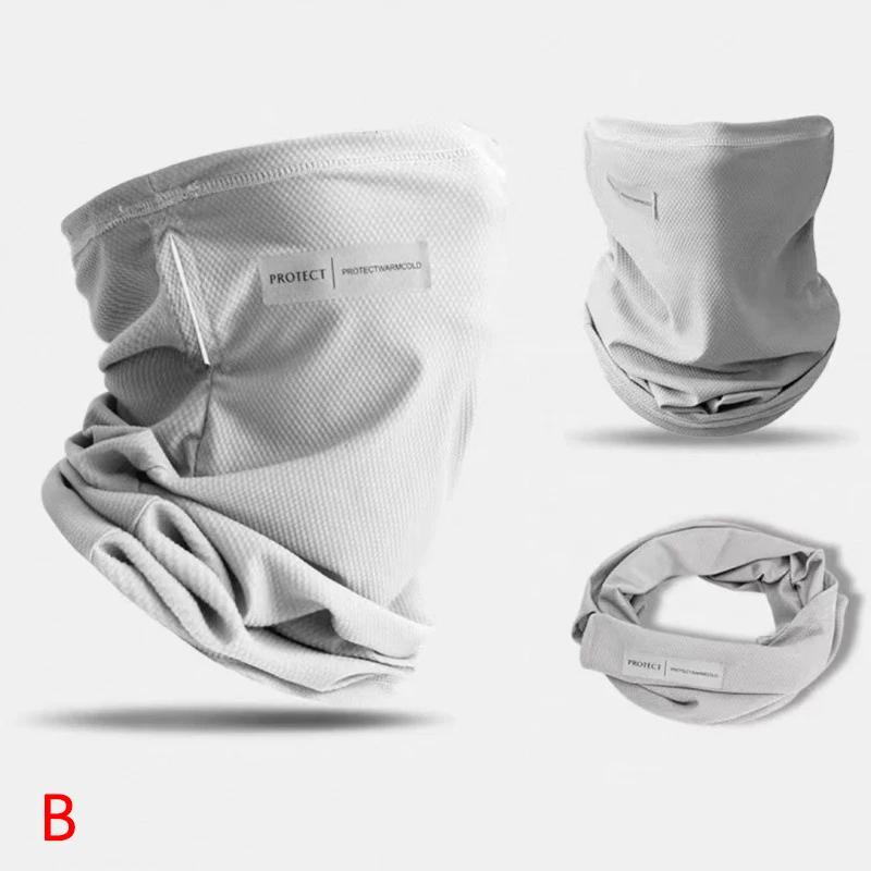 Summer Ice Silk Sunscreen Mask For Men Women Outdoor Cycling Face Cover Solid Color Neck Wrap UV Protection Ear Bandana Scarf