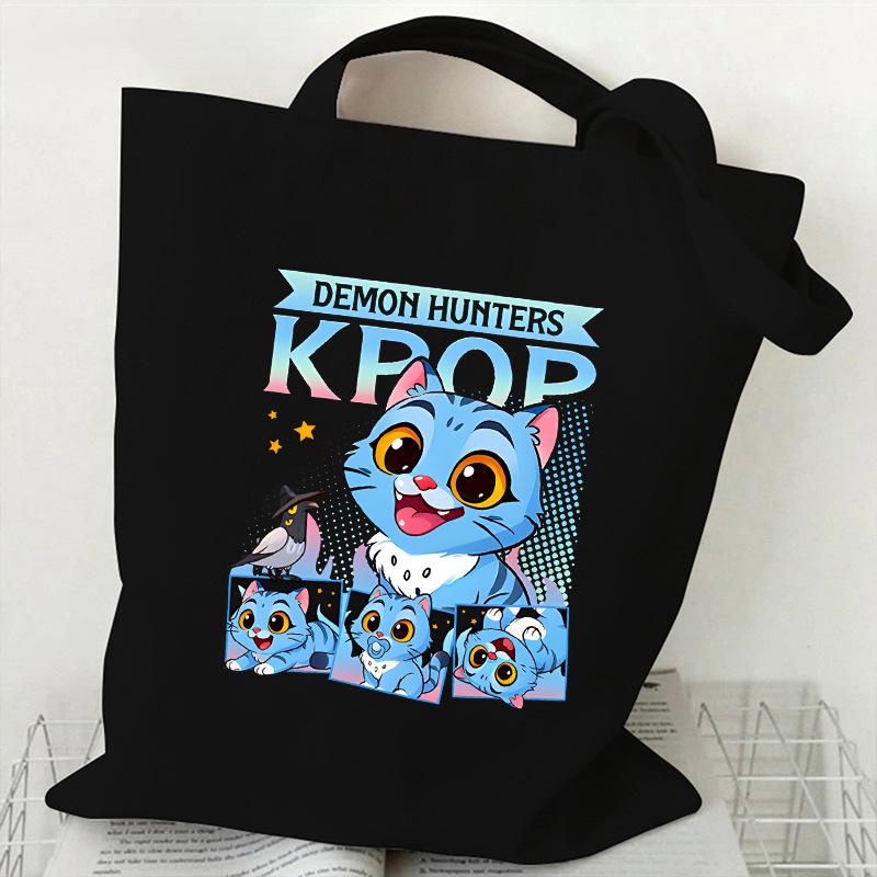 KPOP Dämonenjäger Tigerdruck Canvas Tasche Einzelner Schulterrucksack Student Tragbare Einkaufstasche