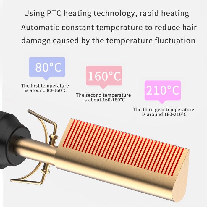 Multi-functional Luxury Custom Rhinestone Flat Travel Copper Electric Straighten Hair Straightener Brush Hot Comb