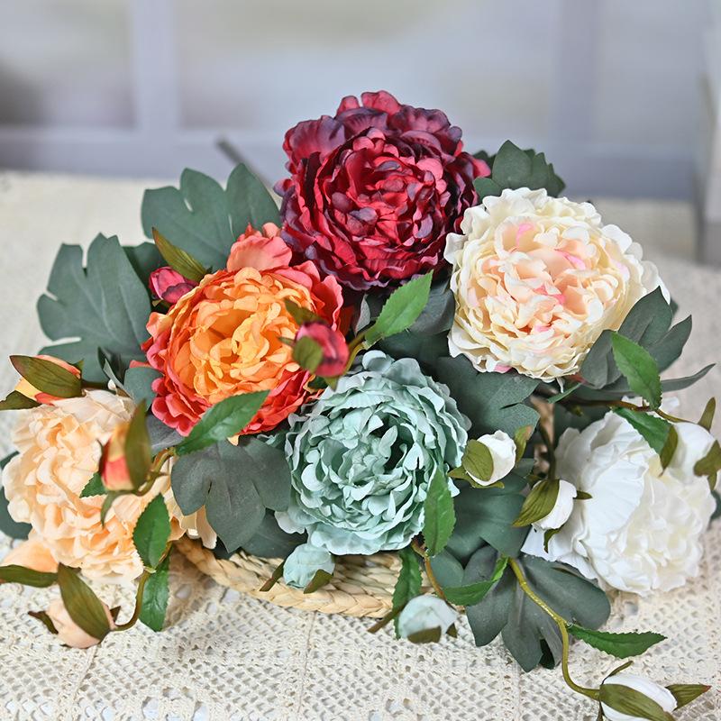 Simulation Single Branch Large Peony Flower Core-Wrapped Peony Peony Flower Wedding Decoration Road Lead Flower Arrangement Decoration Silk Flower