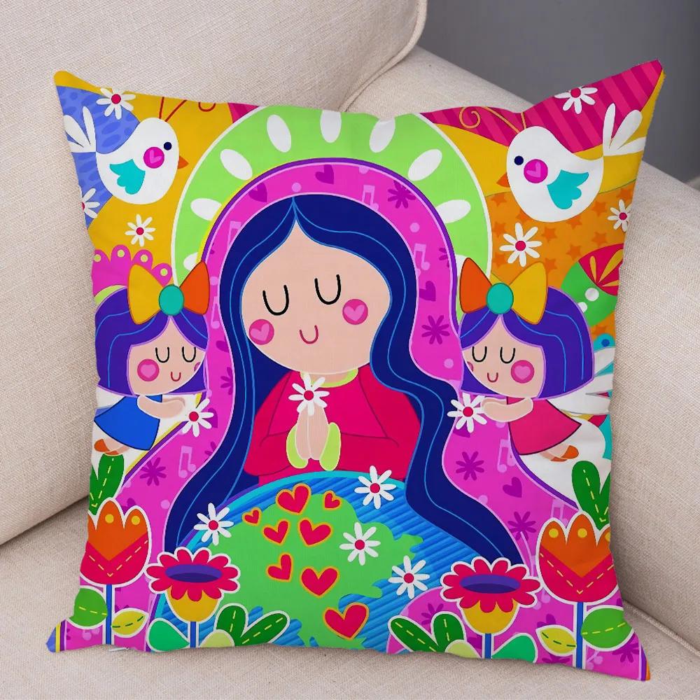 Jungfrau Maria Kunst Kissenbezug Dekoration Kawaii Cartoon Kinder Sofakissenbezug Zuhause Auto