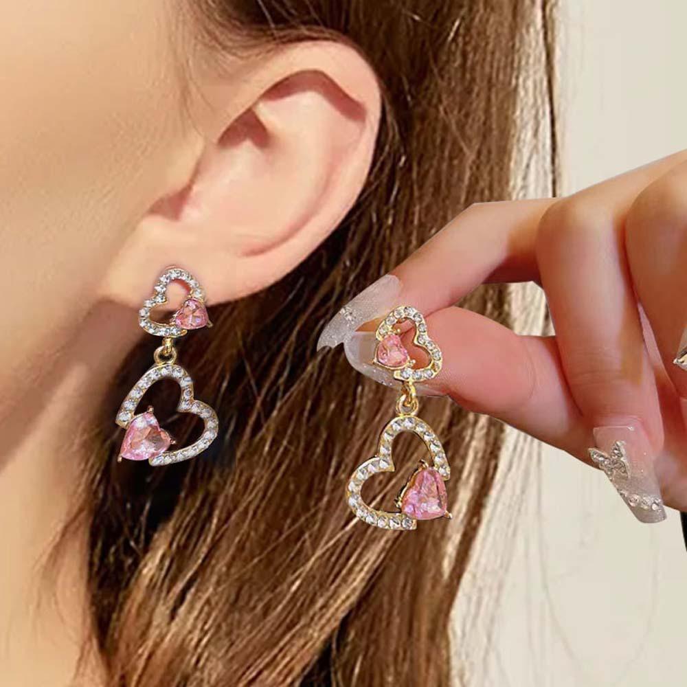 

Korean Style Heart Stud Earrings Ear Accessories Heart Drop Earrings Love Heart Ear Pendant Party