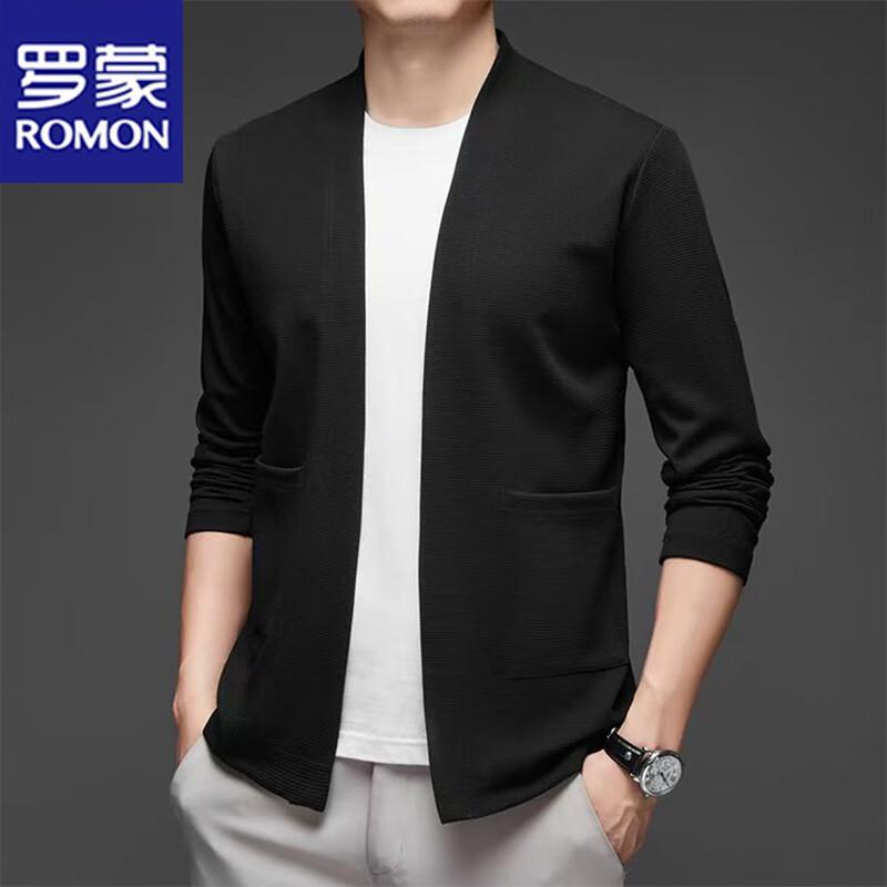 ROMON Men's Business Casual Solid V-Neck Knit Cardigan