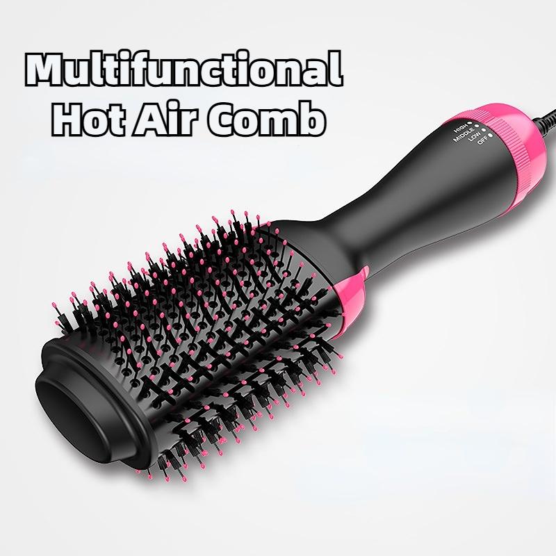 4 in 1 Hot Air Brush One-Step Heating Comb Straightening Brush Professional Electric Comb Brush Dryer and Straightening Brush EU Plug
