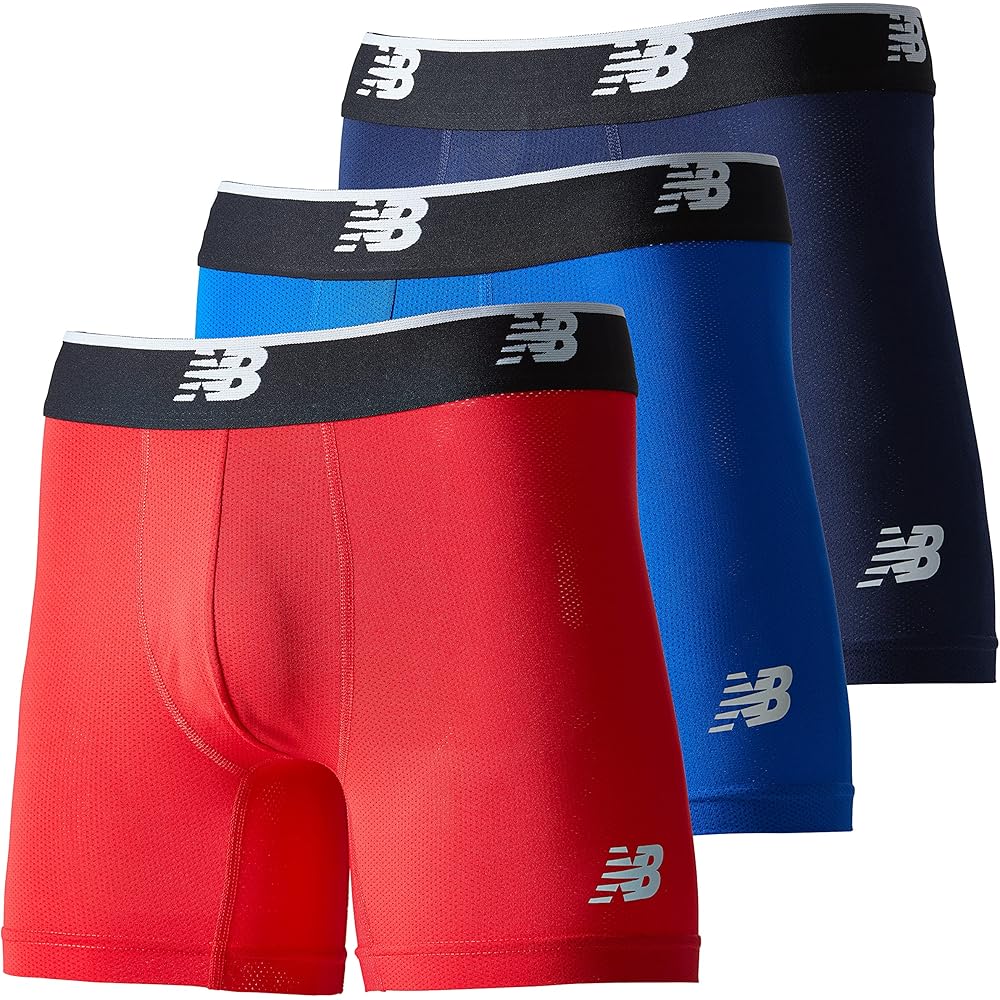 New Balance Boxer Briefs Mesh 5 Inch Front Closure Quick Dry 3 Pack