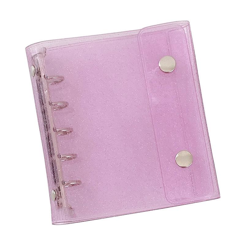 Korean Style A7M5 Glitter Transparent Planner - 5-Hole PVC Loose-Leaf Notebook with Inner Pocket