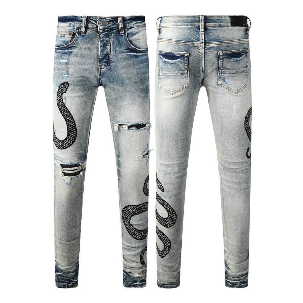 GLYDE Luxury Streetwear Jeans Americans Style Holes Long Trousers Quality Male Stretch Slim Pants Skinny Trousers