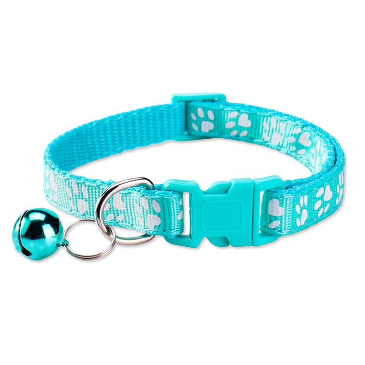 Paw Print Pet Collar with Bell, Multiple Colors Available