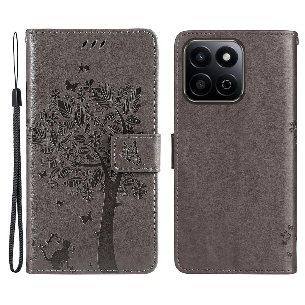 For Honor Play 60 Plus 5G/Play 9T/X7c 4G/200 Smart 5G Phone Case with Stand Cat Tree Pattern Leather Wallet Mobile Cover