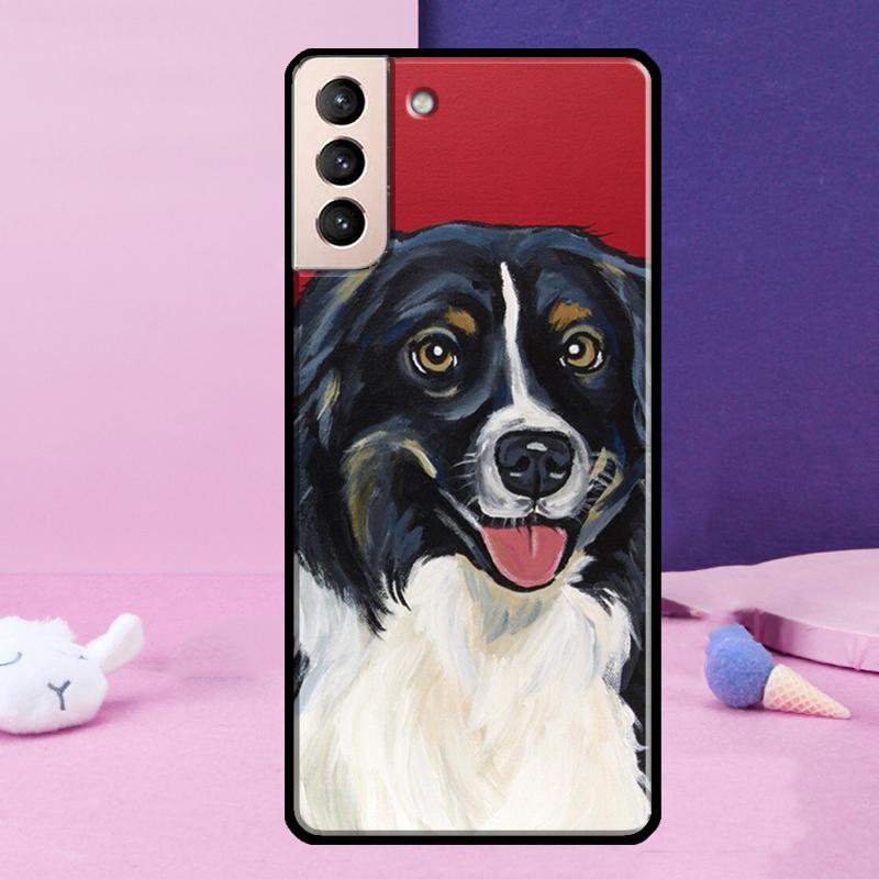 Cartoon Border Collie Phone Case For Samsung Galaxy S25 Ultra S24 Ultra S9 S10 S20 S21 S22 Plus S23 S24 FE Cover