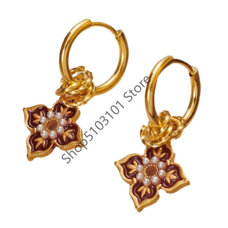 

X6HE Sophisticated Enamel Ear Cuff Hypoallergenics New Chinese-style Ear Buckles Comfortable Earwear Women Accessories