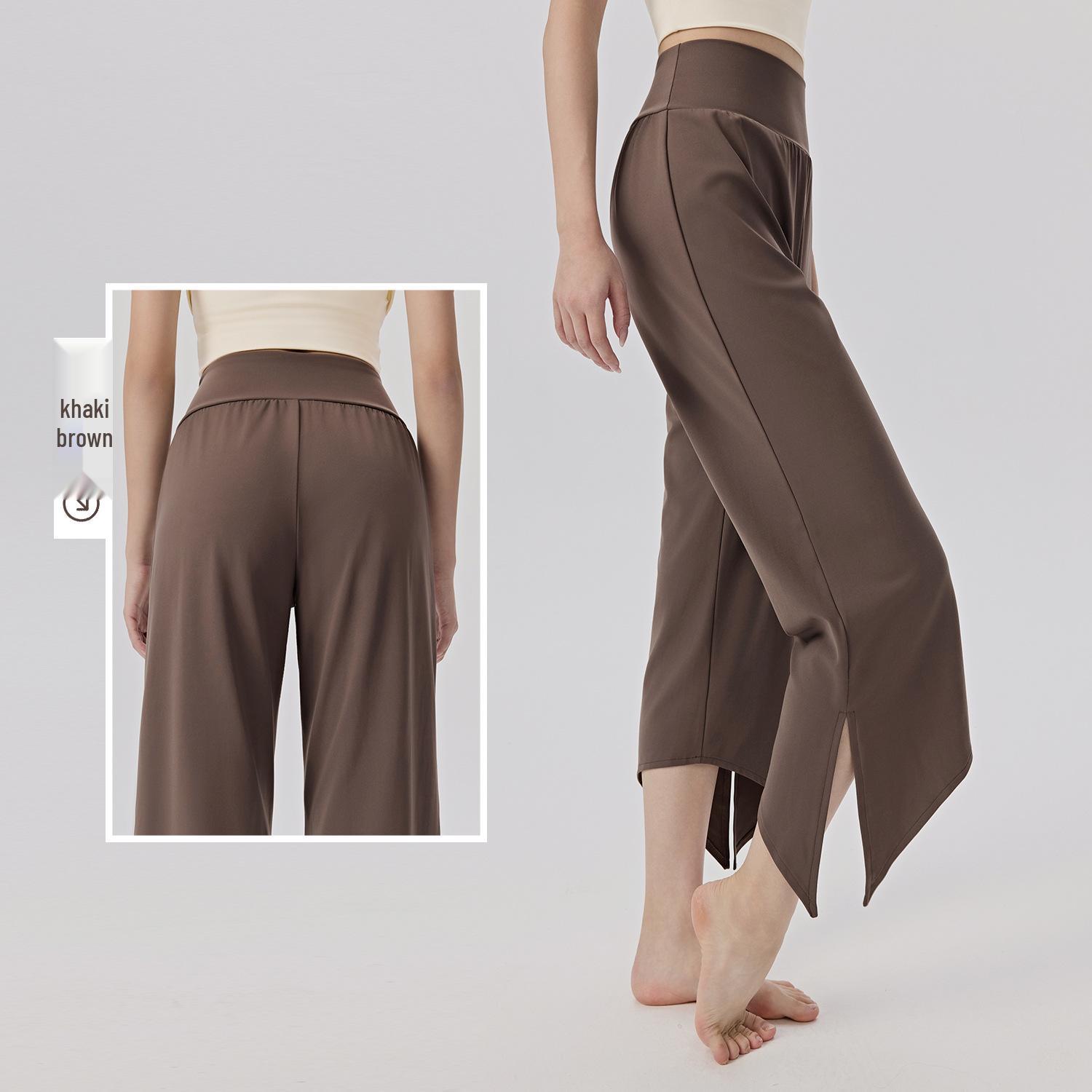 

Women s High-Waisted Tummy Control Yoga Pants, Split Ankle Straight Cut, Loose Breathable Pilates Sportswear L/8