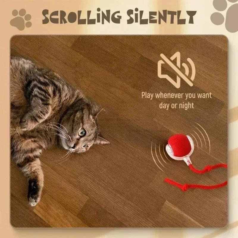 Cat Interactive Ball Toys Automatic Rolling Ball Faux Tail Rechargeable Pet Electric Toy Dog Cat Training Imitate Mouse Cat Toys