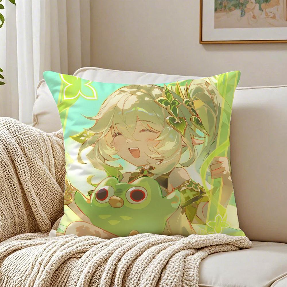 NNahida GGenshin IImpact anime game Cushion Cover Linen Minimalist Soft for Sofa Bed Home Room Decor