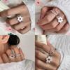 Fashionable Unique Floral Design Adjustable Open Ring For Women Stylish Copper Jewelry