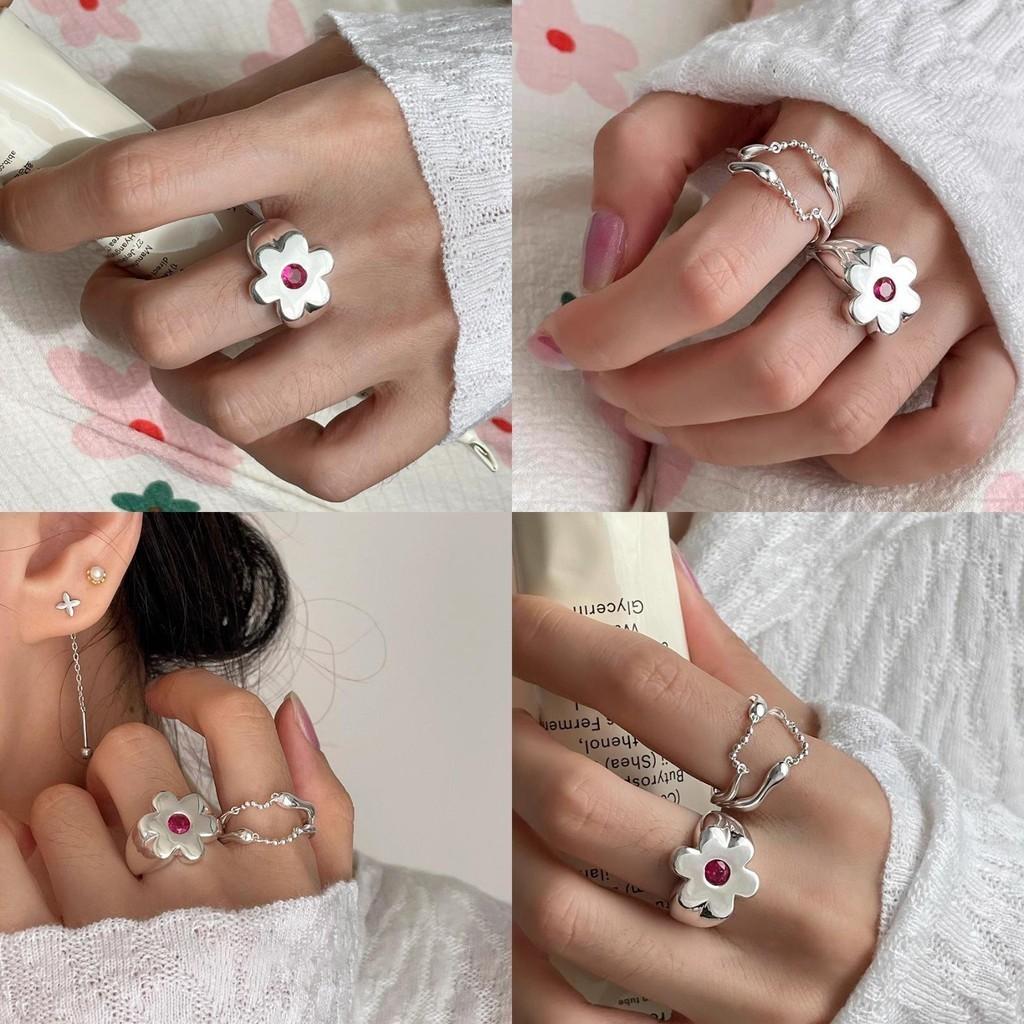 Fashionable Unique Floral Design Adjustable Open Ring For Women Stylish Copper Jewelry
