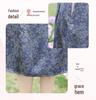 Blue Floral Print Slimming Dress for Middle-Aged and Elderly Women - Summer 2026 Fashion