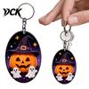 Hanging Key Ring Halloween Acrylic Ghost Pumpkin Keychain, Cartoon Car Theme Keychain Pendant, Decorative Charm Accessory for Handbags Backpacks
