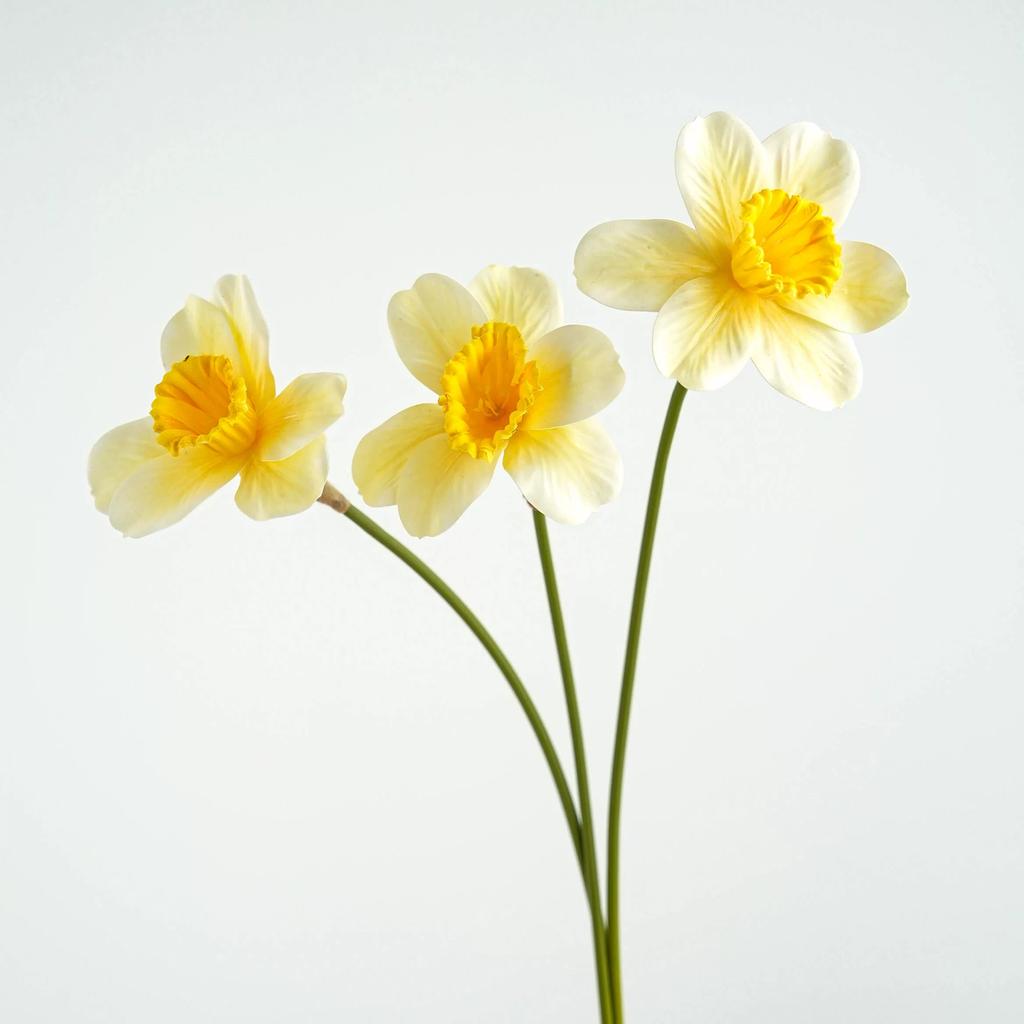 3Pcs Artificial Daffodil Flowers Yellow Faux Flower Bouquet Orange for Home Wedding Decor Floral Arrangement
