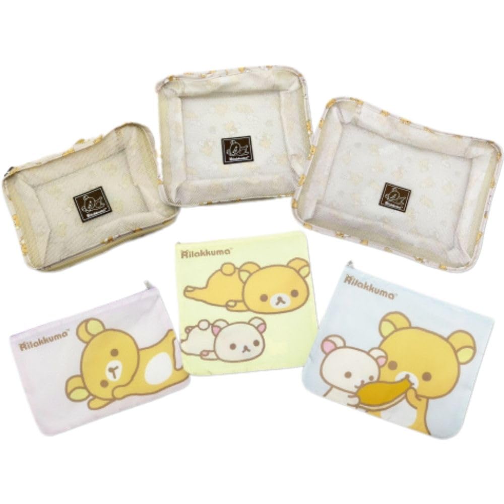 

Hatayama Shoji Rilakkuma Travel Pouch Set of 6, Character Storage Pouch, Makeup Pouch, Travel, Cute [Small Mesh] Approx. H29 x W39 x D11cm