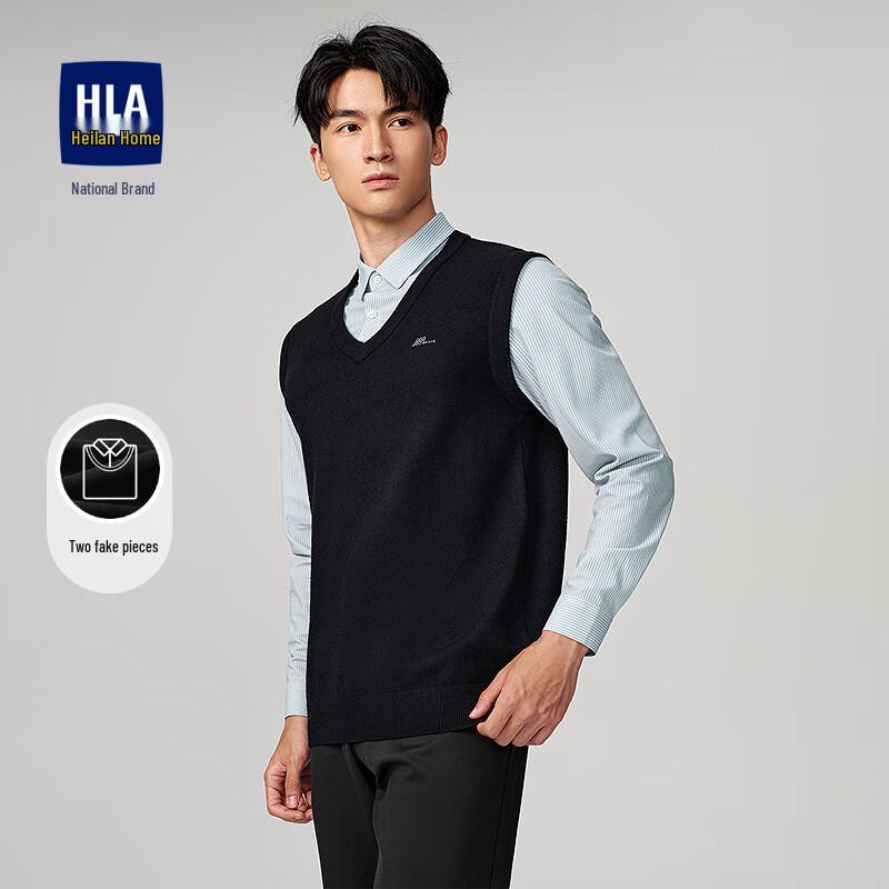 HLA Men s Faux Two-Piece Double Collar Knit Sweater 175 (50) - 135-150 lbs