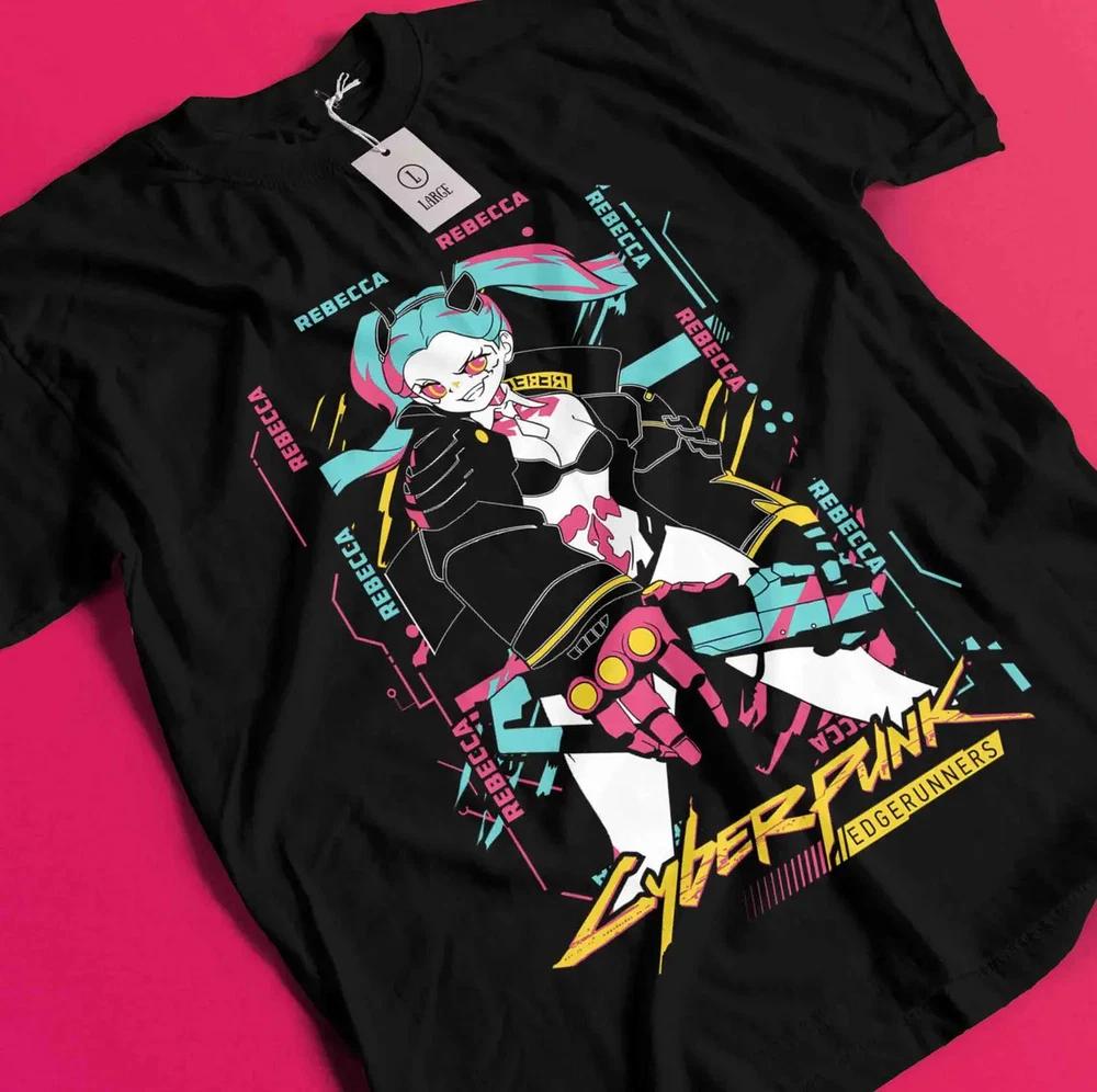 Anime Waifu Rebecca Cyberpunk Edgerunners Black TShirt Size S4xl S