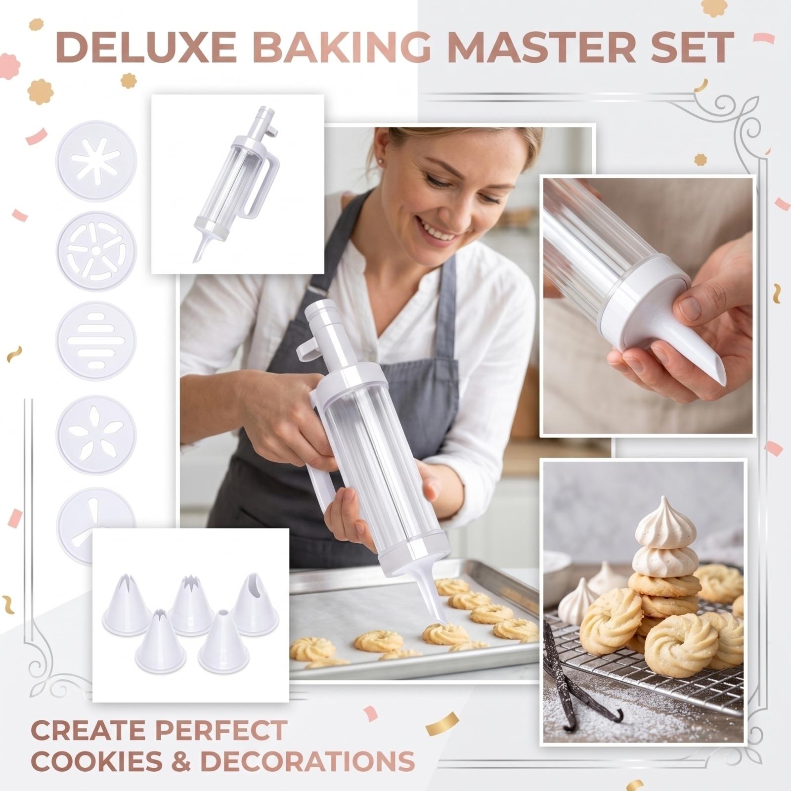 

Cookie Press Set with Multiple Shaping Discs and Piping Nozzles for Baking Cookies Cake Decorating and Pastry Preparation One Size белый