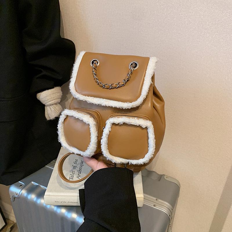 

Premium texture backpack women s 2025 new fashion retro women s bag college bag simple commuter travel bag коричневый