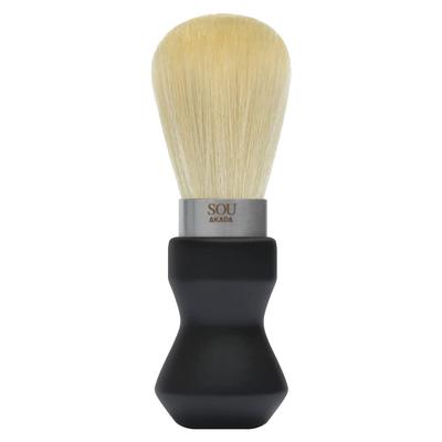 SOU AKADA Silk Whip Brush, Creates Fluffy Lather, Shaving Size, Made In Japan, Also for Cleansing Face (Small, Black)