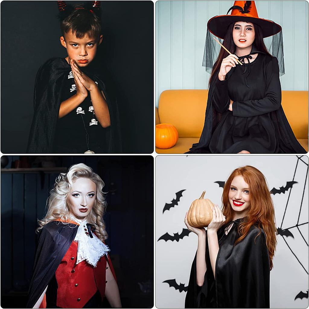 JUTOSU Halloween Cape, Dracula Style, for Kids and Adults, Makeup Costume Prop, Devil, Vampire, Wizard, Cosplay, Event Costume, Unisex Cape Robe,