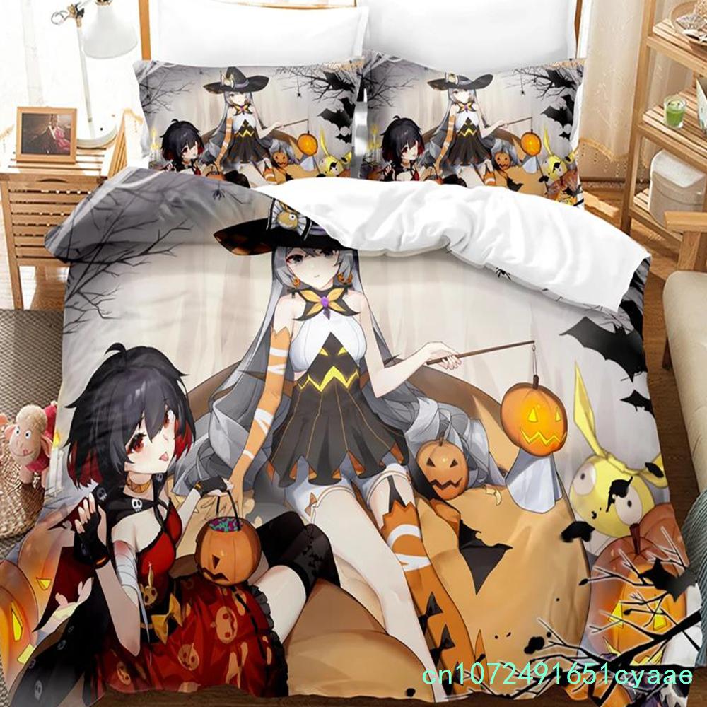 3D Anime Honkai Impact 3rd Pościel Z nadrukiem Dekoracyjny Zestaw 2/3 szt. Poszewka na kołdrę Pościel Pokrowiec na kołdrę Domowy Dla dorosłych Dziecka Nastolatka