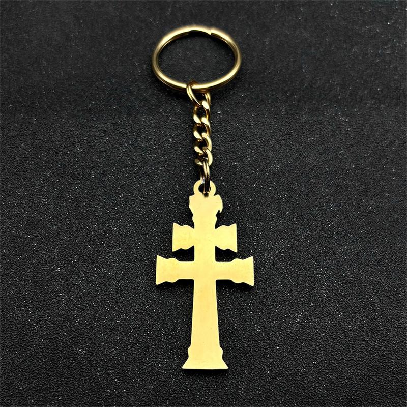 Ciondolo Croce INRI Cristiano Portachiavi IHS Uomo Donna Acciaio Inossidabile Colore Oro Argento Portachiavi Ortodosso Amuleto Gioielli Regalo