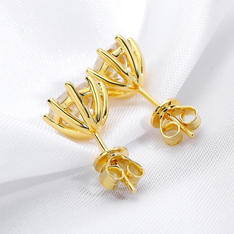 Smyoue 2ct Round Cut D Color Moissanite Earring Studs for Women 100% 925  Silver Lab Diamond Ear Stud White Gold Plated