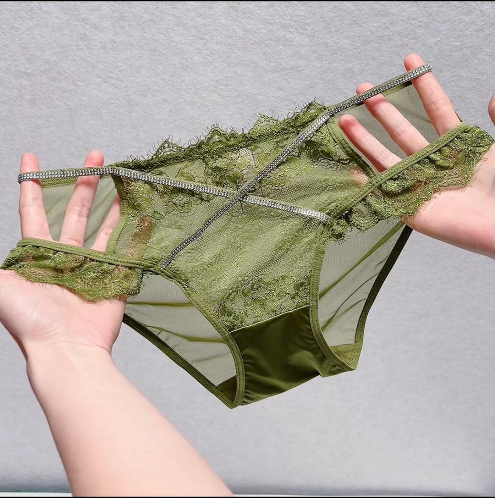 Women's Lace Panties Mid Waist Triangle Briefs Elastic Waist Sexy Comfortable Sexy Bikini Underwear Cheeky Underwear Panties Hipster Lace Trim Panties