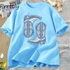 Vintage Western TShirts Cowboy Boots T Shirt Womens Western Cowgirl Trendy Graphic Tee Country Vintage Oversize Cotton Tees