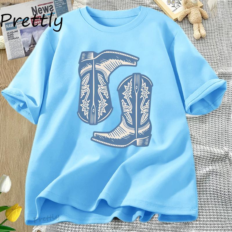 

Vintage Western TShirts Cowboy Boots T Shirt Womens Western Cowgirl Trendy Graphic Tee Country Vintage Oversize Cotton Tees 4XL