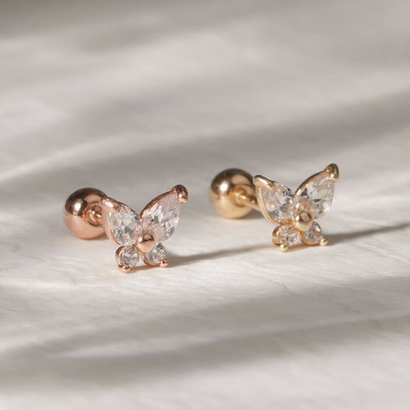 JEWNEL 14K Mini Bold Butterfly Piercing Earrings