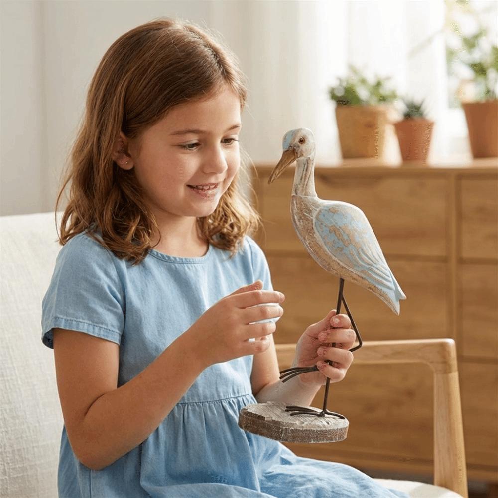 Vintage Sea Bird Figurine Handcrafted Nautical Statue Long-legged Bird Ornament  Office Desktop