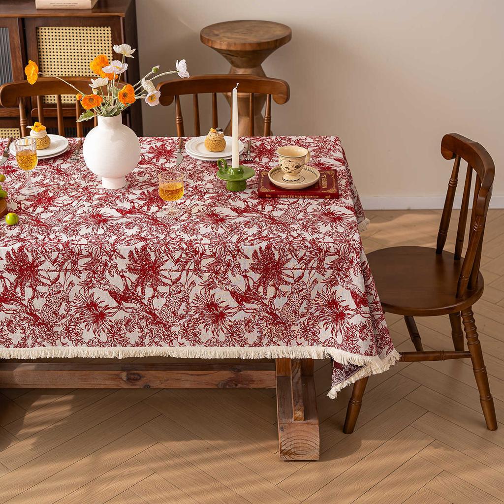 New Jacquard Table Cloth Dustproof And Wrinkle Resistant Rectangular Dining Tablecloth Floral Pattern Home Decoration Tablecloth