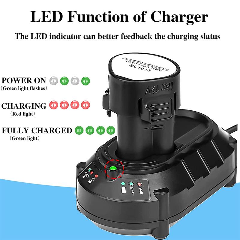 Replacement Charger For Makita 10.8V 12V BL1013 BL1014 Li-ion Battery Over-Discharge Protection Charger With LED Indicator