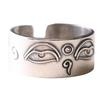 Horus Eye Ring Men Adjustable Wide Band Vintage Plated Copper Geometric Symbol Finger