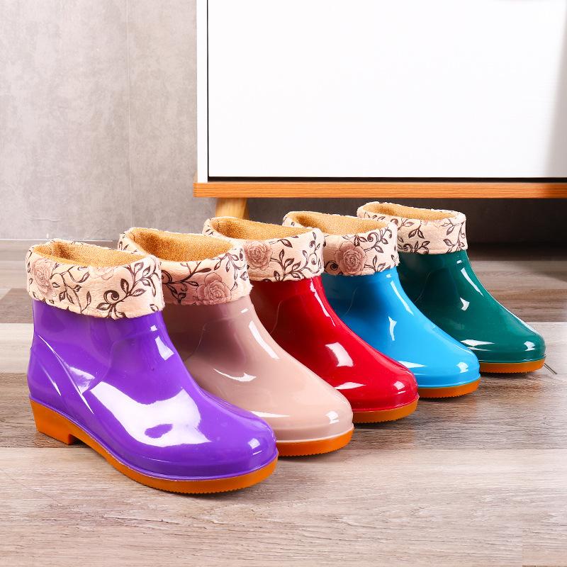 Short Tube Four Seasons Fashion Rain Shoes Women's Outer Wear Adult Rainproof Low Tube Work Car Wash Women's Rain Boots
