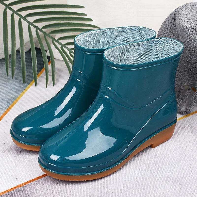 Rain boots women's low tube non-slip fashion kitchen women's rain shoes short tube fashion water shoes beef tendon sole adult water shoes