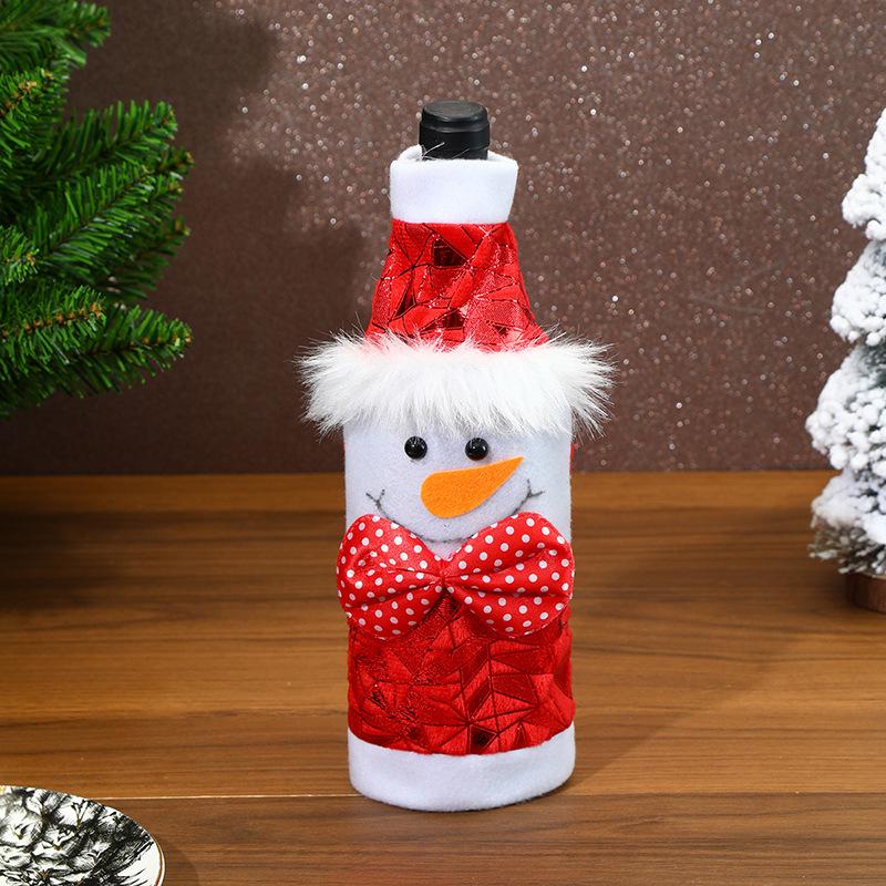 Festive Wine Bottle Covers: Christmas & New Year Table Decor with Cartoon Santa & Snowman Sleeves
