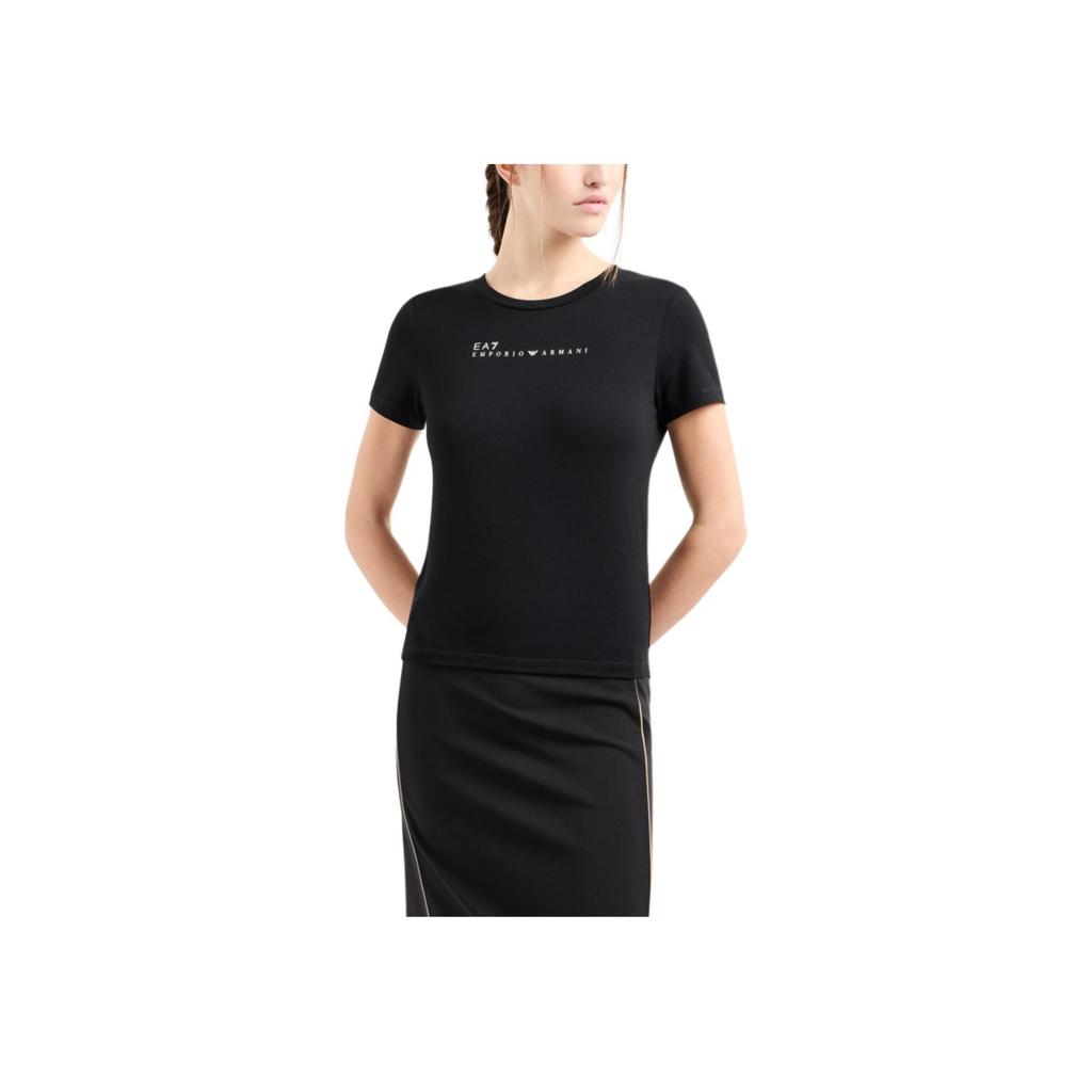 Emporio Armani EA7 SS25 Short Sleeve Logo Print Crew Neck Regular T-Shirt Women tops Black 7W000274-AF12945-UC001