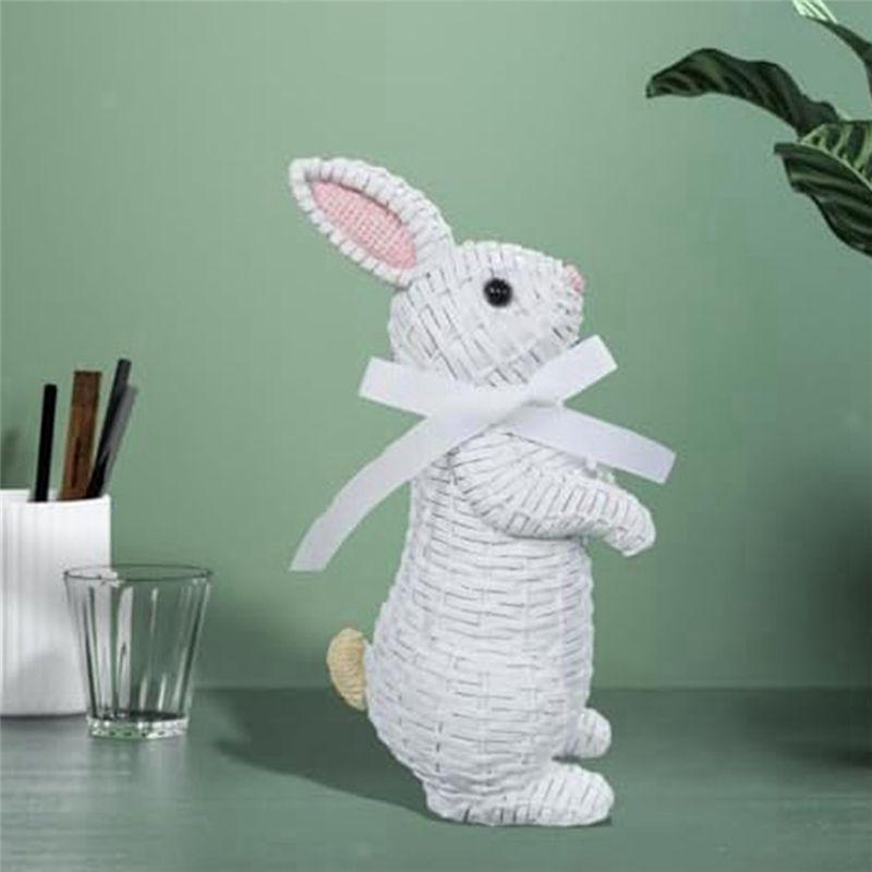 M-Modern-Simulation Bunny Figurine Festival Art Craft Ornament Easter Tabletop Decoration, Easy To Use White-B