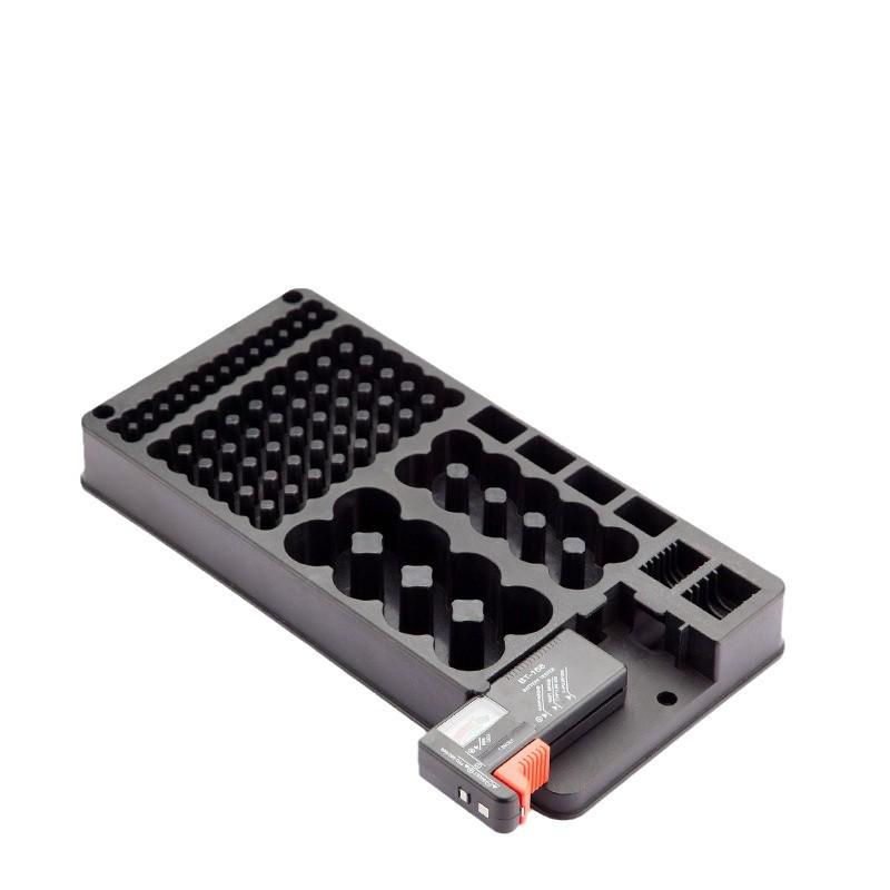 Battery Storage Rack with Tester - 116-Grid Lidless Organizer