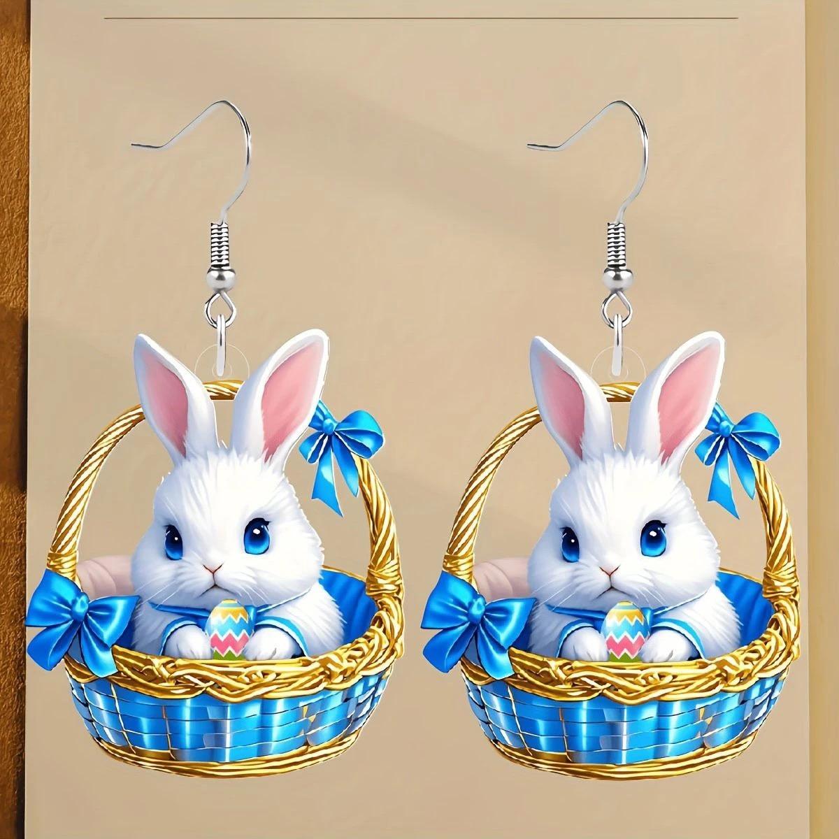 

Animation 2D Flat Flower Rabbit Earrings Animation Cute Animal Rabbit Pendant Earrings Resurrection Festival Party Jewelry Accessori