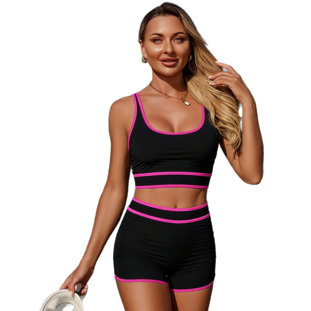Damen Badeanzug Unifarben Sport Badehose Sexy Bikini Anzug Strandmode Mehrfarbig